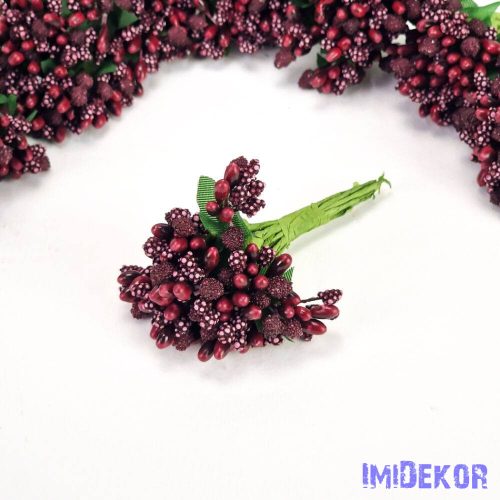 Bogyós rezgős mini csokor 9cm - Bordó