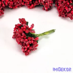 Bogyós rezgős mini csokor 9cm - Piros