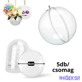 Ajándéktartó gömb műanyag 8cm 5db/cs