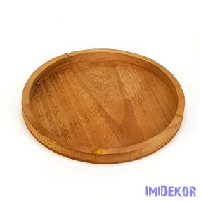 Natúr kerek masszív fa tálca alap 30cm - Barna