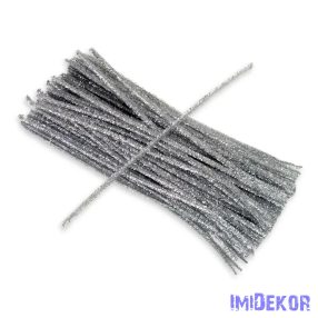Csillogó zsenília drót - ezüst 100db/cs