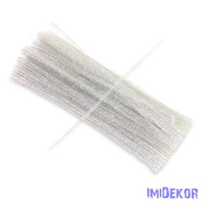 Csillogó zsenília drót - fehér 100db/cs