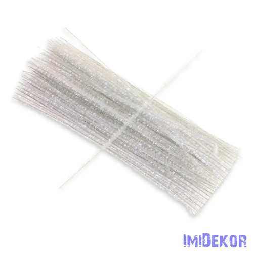 Csillogó zsenília drót - fehér 100db/cs