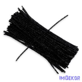 Csillogó zsenília drót - fekete 100db/cs
