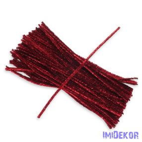 Csillogó zsenília drót - piros 100db/cs