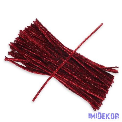 Csillogó zsenília drót - piros 100db/cs