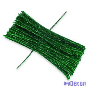 Csillogó zsenília drót - zöld 100db/cs
