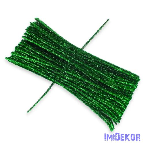 Csillogó zsenília drót - zöld 100db/cs