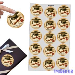 Ballagási kerek matrica - Gratulálunk 15db/lap