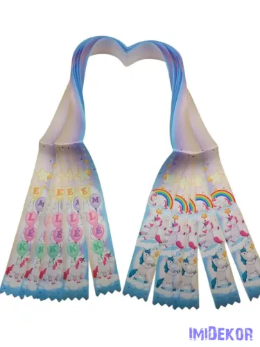 Ballagási szalag 4 cm óvodás - Szivárványos unikornis