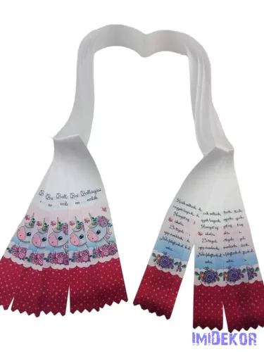 Ballagási szalag 4 cm óvodás - Virágos bébi unikornis