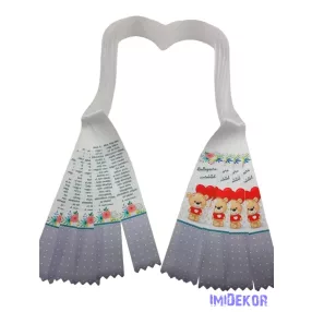 Ballagási szalag 4 cm óvodás - Szívecskés maci