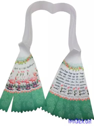 Ballagási szalag 4 cm óvodás - Flamingós