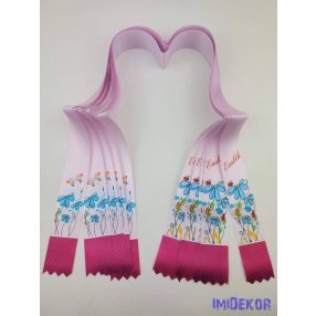   Ballagási szalag 4 cm óvodás - Rózsaszín katicás-virágos