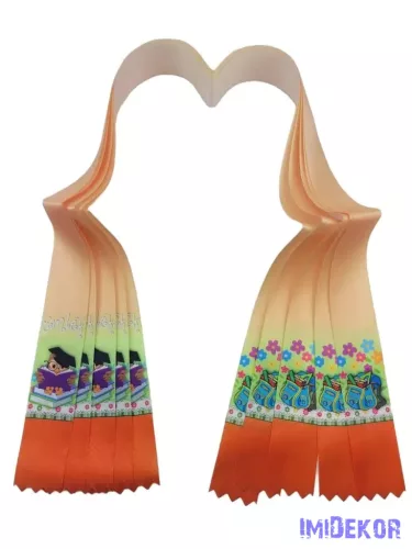 Ballagási szalag 4 cm óvodás - Sárga baglyos