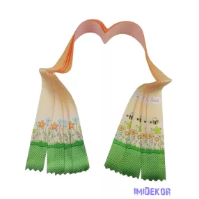 Ballagási szalag 4 cm óvodás - Sárgás zöld méhecskés