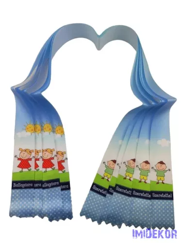 Ballagási szalag 4 cm óvodás - Kék kislány+kisfiú