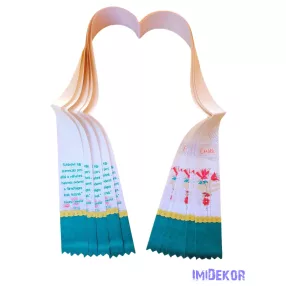 Ballagási szalag 5 cm - Púder-zöldes virág