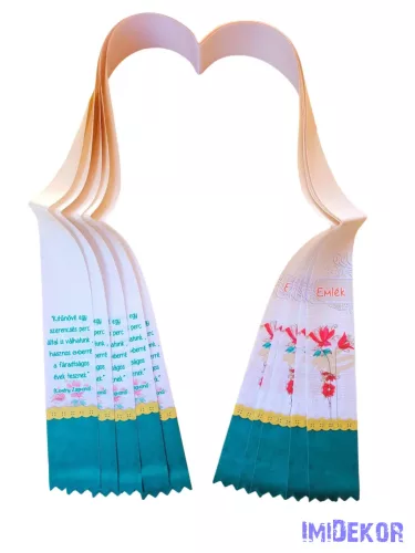 Ballagási szalag 5 cm - Púder-zöldes virág