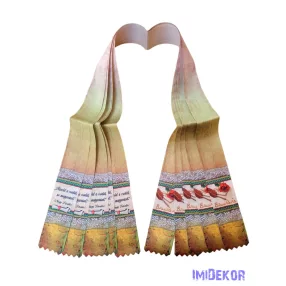 Ballagási szalag 6 cm - Barnás toll rózsa