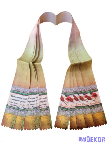 Ballagási szalag 6 cm - Barnás toll rózsa