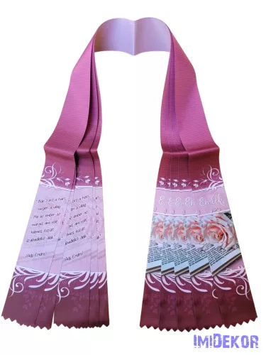 Ballagási szalag 6 cm - Babarózsaszín rózsa