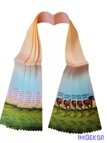 Ballagási szalag 6 cm - Barna lovas