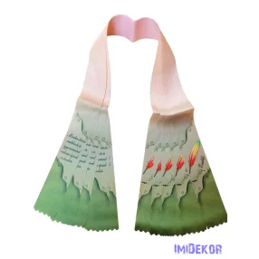 Ballagási szalag 6 cm - Púder-zöld toll