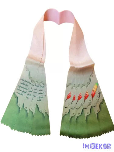 Ballagási szalag 6 cm - Púder-zöld toll