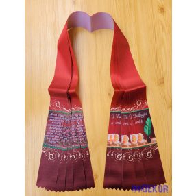 Ballagási szalag 6 cm - Bordó-tollas