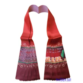 Ballagási szalag 6 cm - Bordó-tollas