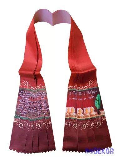 Ballagási szalag 6 cm - Bordó-tollas