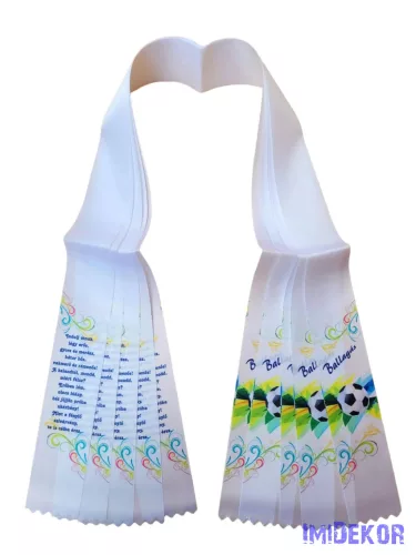 Ballagási szalag 6 cm - Fehér foci