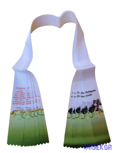 Ballagási szalag 6 cm - Fehér-zöld motoros