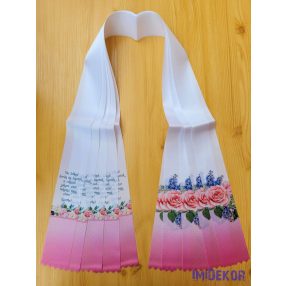 Ballagási szalag 6 cm - Fehér-rózsaszín rózsamintával
