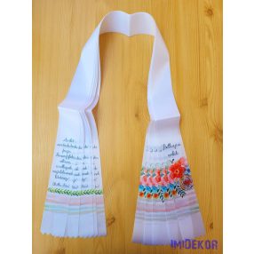 Ballagási szalag 6 cm - Fehér-virágmintás