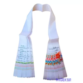 Ballagási szalag 6 cm - Fehér-virágmintás