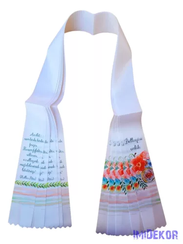 Ballagási szalag 6 cm - Fehér-virágmintás