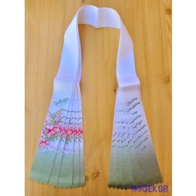 Ballagási szalag 6 cm - Virág és toll minta