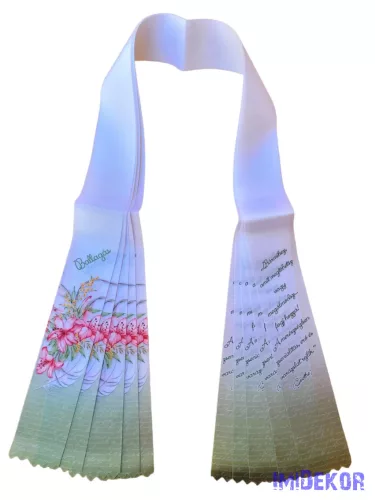 Ballagási szalag 6 cm - Virág és toll minta