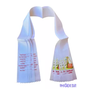 Ballagási szalag 7 cm - Piros tarisznya