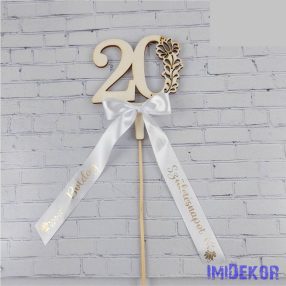   Díszes szám pálcán születésnapi szalaggal kb 9x37cm - 20