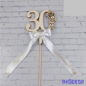   Díszes szám pálcán születésnapi szalaggal kb 9x37cm - 30