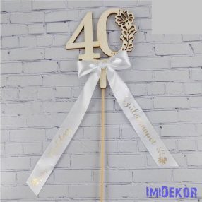   Díszes szám pálcán születésnapi szalaggal kb 9x37cm - 40