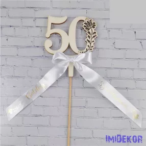   Díszes szám pálcán születésnapi szalaggal kb 9x37cm - 50