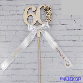   Díszes szám pálcán születésnapi szalaggal kb 9x37cm - 60
