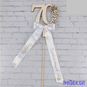   Díszes szám pálcán születésnapi szalaggal kb 9x37cm - 70