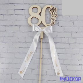   Díszes szám pálcán születésnapi szalaggal kb 9x37cm - 80