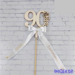   Díszes szám pálcán születésnapi szalaggal kb 9x37cm - 90