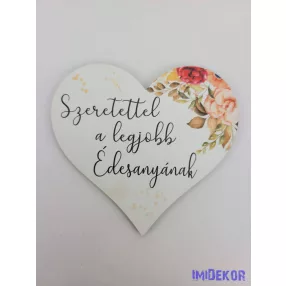   Szeretettel a legjobb édesanyának tábla 9x9,5 cm - nagy szív